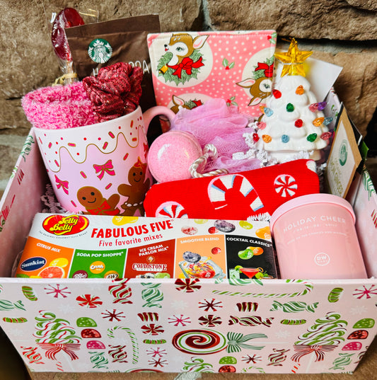 Pink Peppermint Christmas Gift Basket