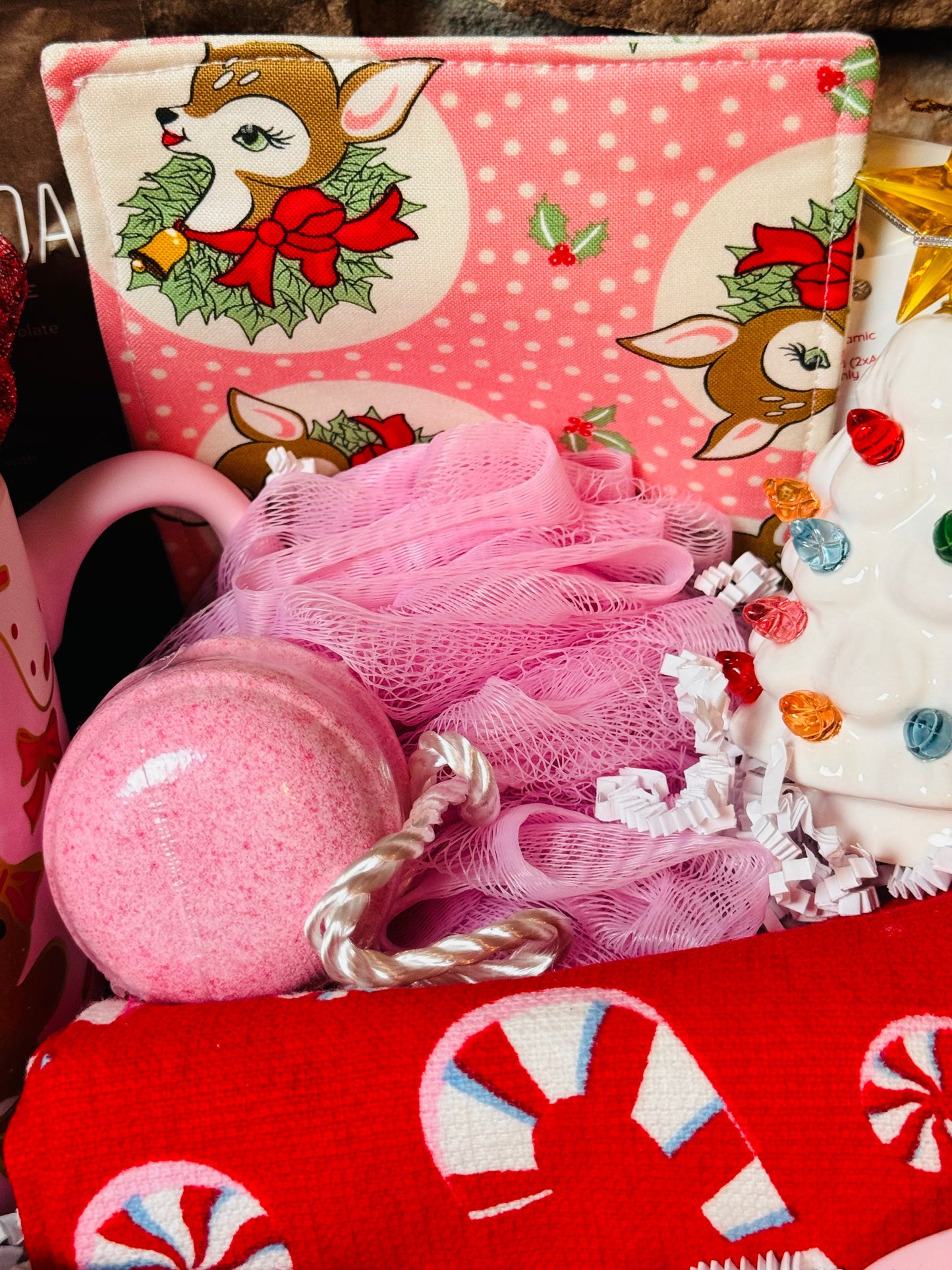 Pink Peppermint Christmas Gift Basket